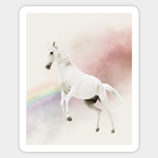 Unicorn white horse rainbow Sticker